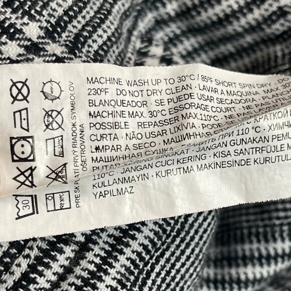 MANGO High Rise Pants Women's Size Medium 100% Cotton Ankle Black‎ White Plaid - Picture 6 of 13